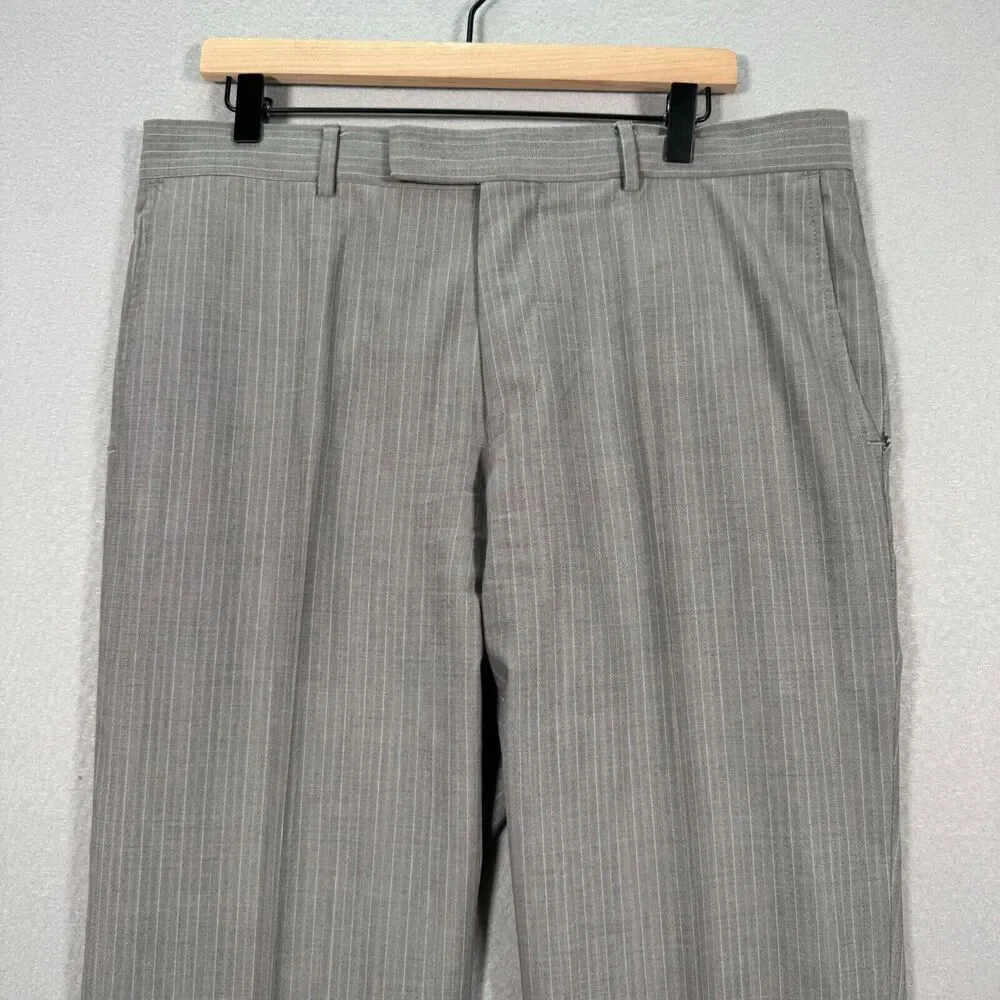 Vintage Hugo Boss Pasolini‎ Movie Wool Suit Jacket Pants Mens 42R Gray Stripes